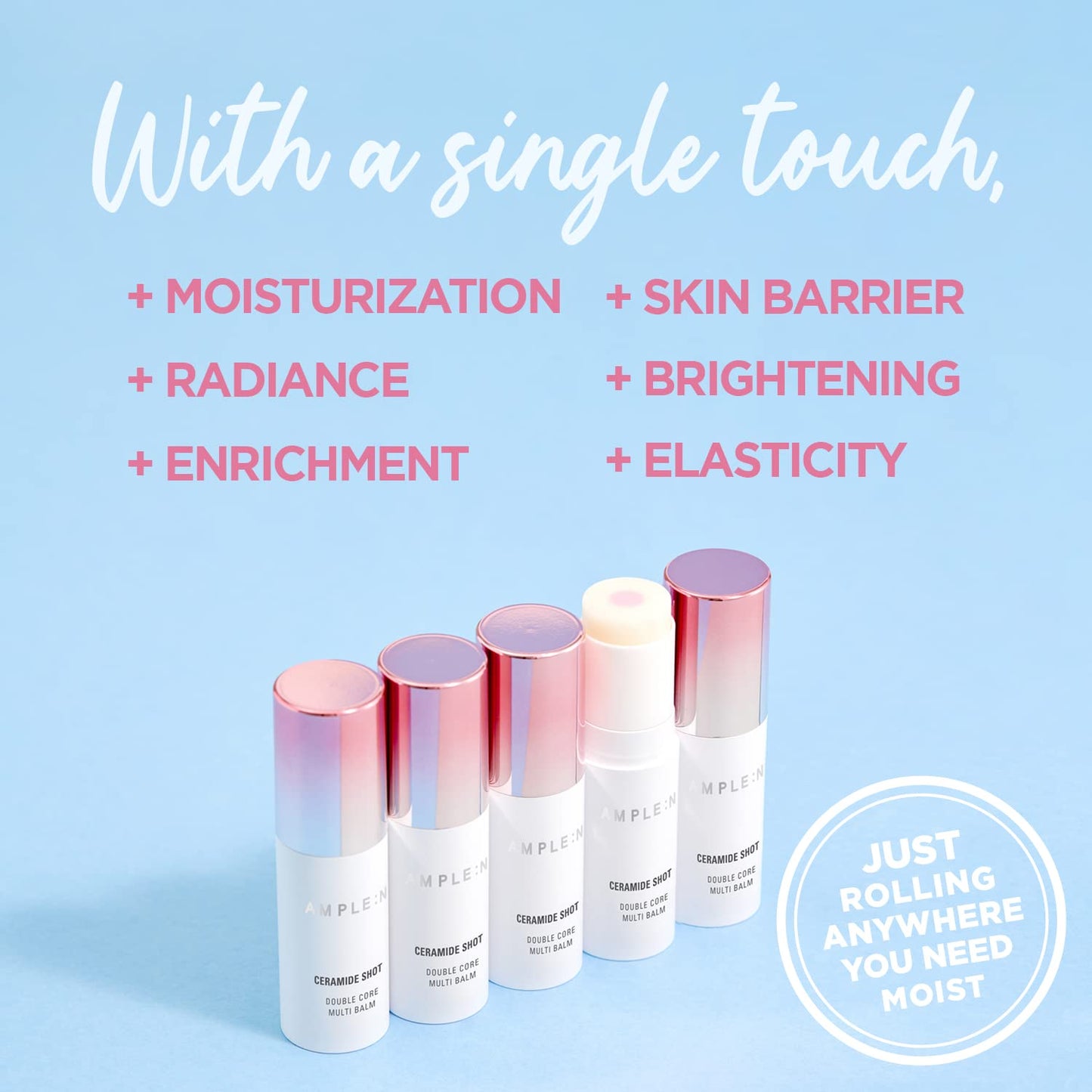 CORÉANA Ceramide Shot Double Core Multi Balm – High Moisturization Skin Barrier Treatment Multi Usable Balm Stick – For Face, Neck and Lips – Wrinkle Care Moisturizing Balm – Fragrance Free, 0.35oz.