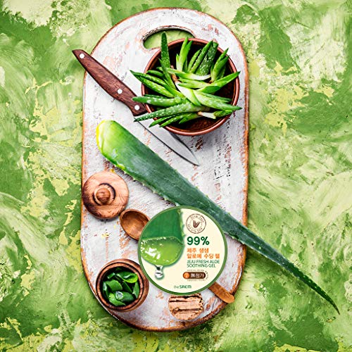 THESAEM Jeju Fresh Aloe Soothing Gel 10.1 fl. oz. (300ml) - 99% Aloe Vera, Hydrates & Dry, Itchy & irritated Skin