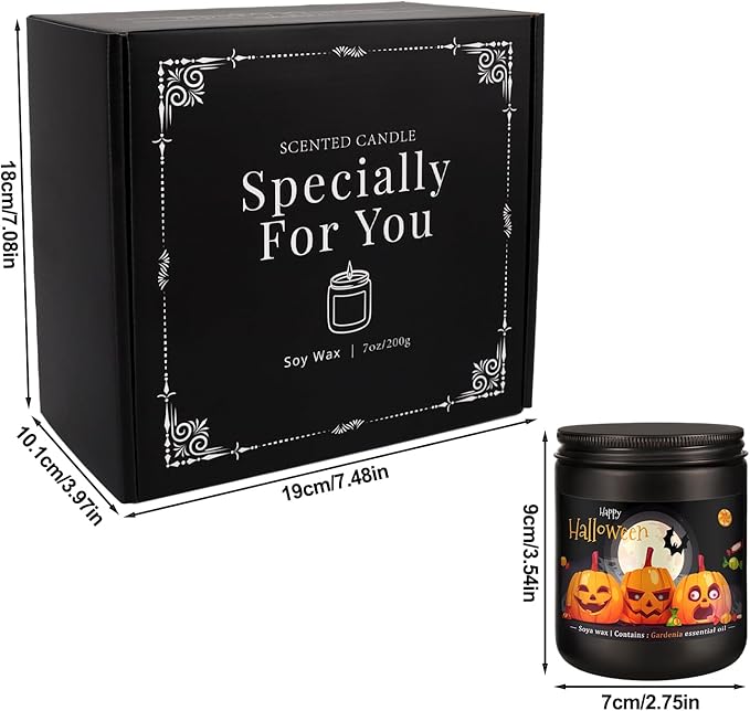 Halloween Scented Candles Set, 4 Pack (7oz Each) Soy Wax Candles with Pumpkin, Ghost, Skeleton Designs, Perfect for Halloween Decor, Gifts and Aromatherapy.