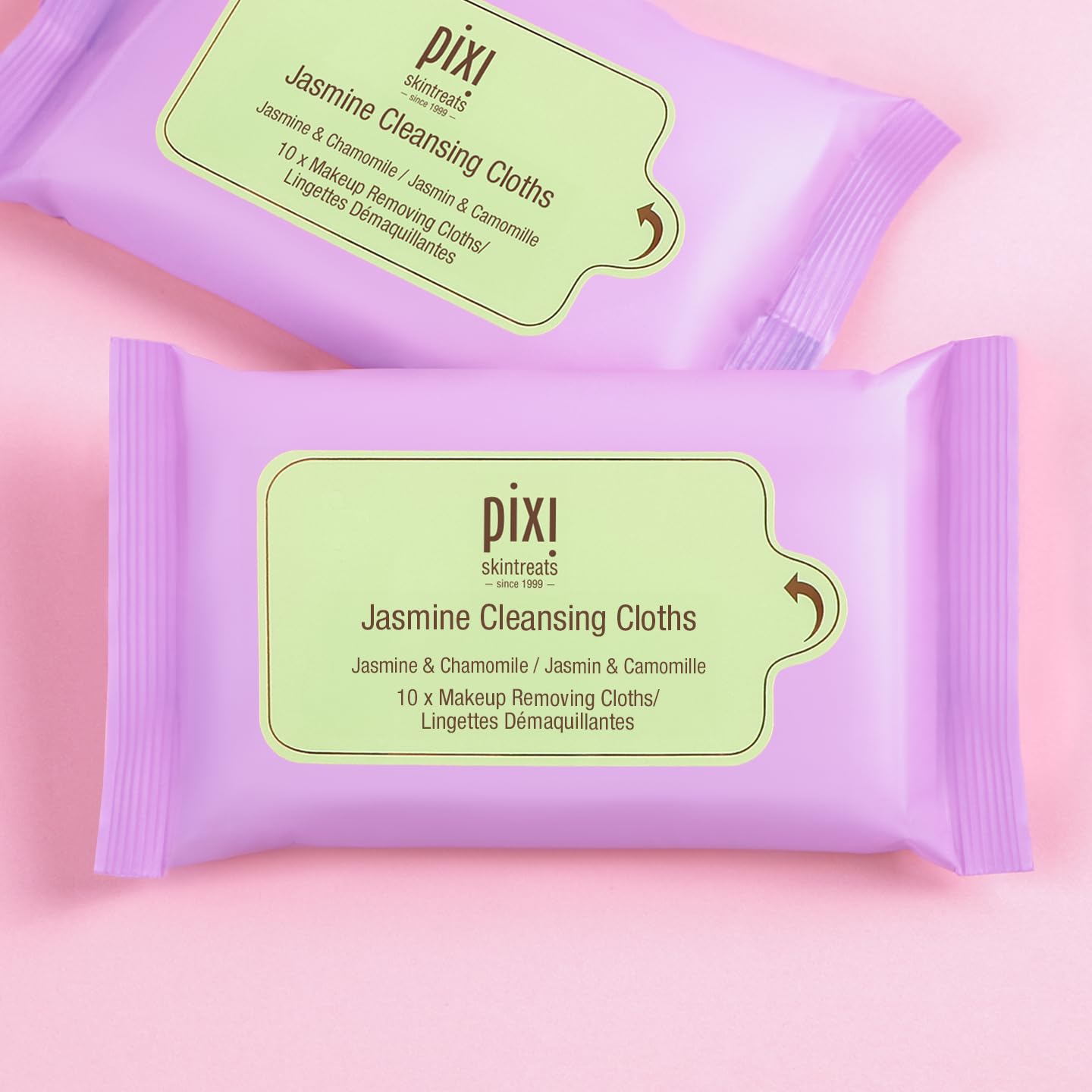 Pixi Beauty Jasmine Cleansing Cloths Mini |Cleansing, Smoothing, and Hydrating Disposable Face Towelettes| Pack of 10 Face Wipes