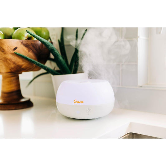 Crane Portable Ultrasonic Travel Humidifier and Diffuser, 0.2 Gallon Cool Mist, Optional Essential Oil Diffuser, No Filter Needed, White