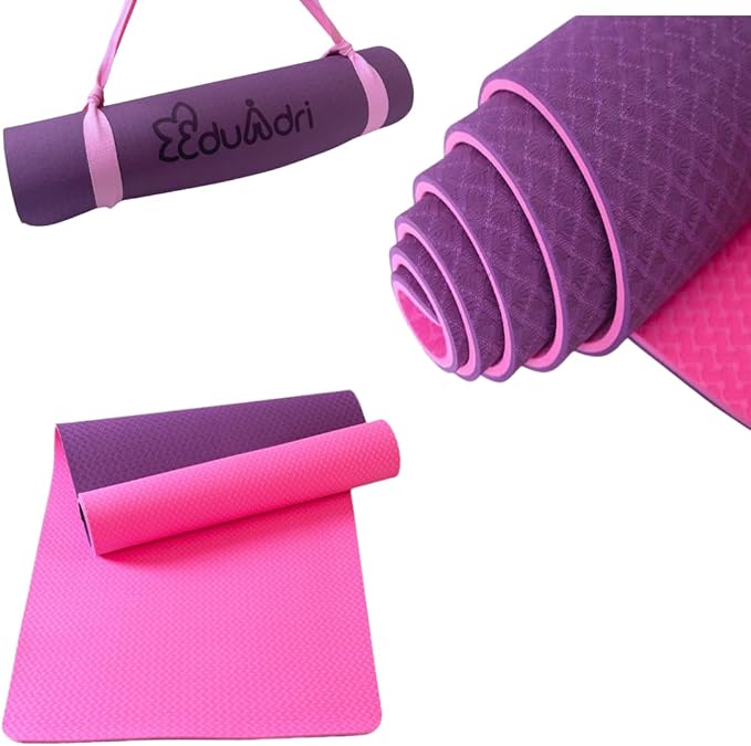 "Premium Extra Thick Yoga Mat With Strap-6mm Non-Slip,Eco-friendly,High-Density TPE,Ideal For Home,Gym, Perfect Exercise Mat for Pilates & Studio-72 L*24 W, Available In Rectangular & Arch Shapes"
