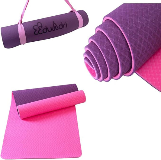 "Premium Extra Thick Yoga Mat With Strap-6mm Non-Slip,Eco-friendly,High-Density TPE,Ideal For Home,Gym, Perfect Exercise Mat for Pilates & Studio-72 L*24 W, Available In Rectangular & Arch Shapes"