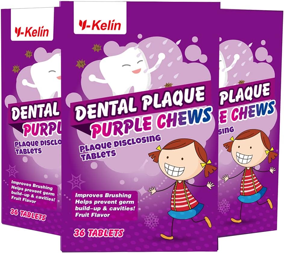 Dental Plaque Disclosing Tablets for Kids & Adults - Showing Plaque by Changing Color - Helps Teach Brushing Habits for Clean Teeth - 36 Count