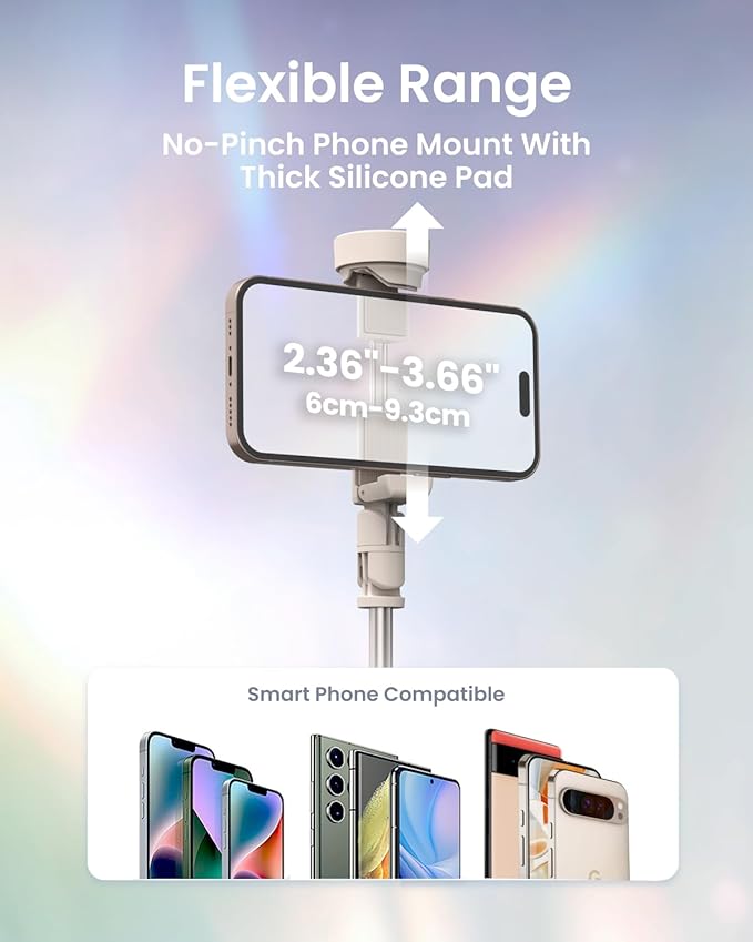 KraftGeek Automatic Tripod for iPhone, 66" Pink Phone Selfie Stick Tripod Stand for Recording, Travel, Content Creation - Ombré Peach