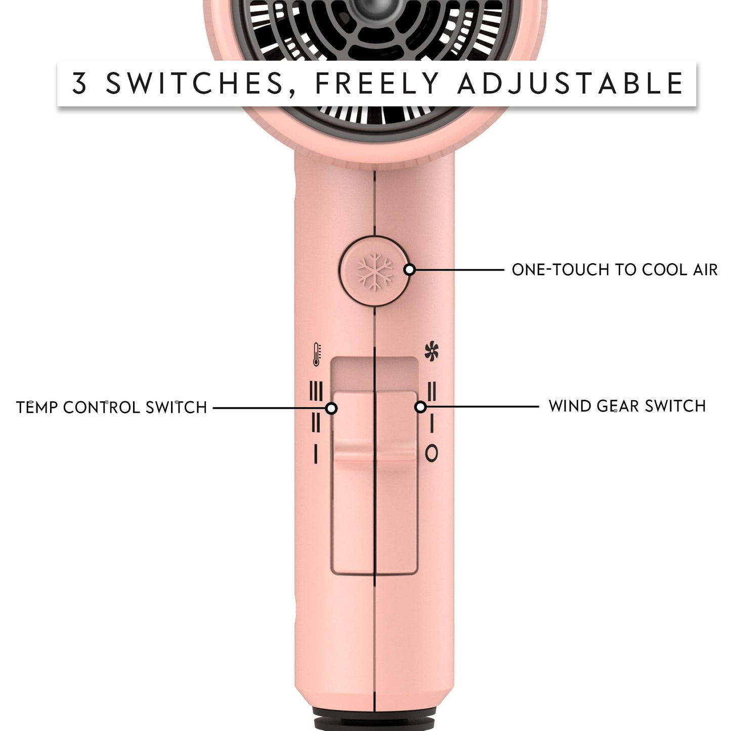 AINA Hair Dryer with Diffuser, Blow Dryer for Women | Advanced Ionic Technology, Ceramic Coating | Cold Shot Features Turbo Heat for Fast Drying and Shine 110V/ALCI (Babe Pink)