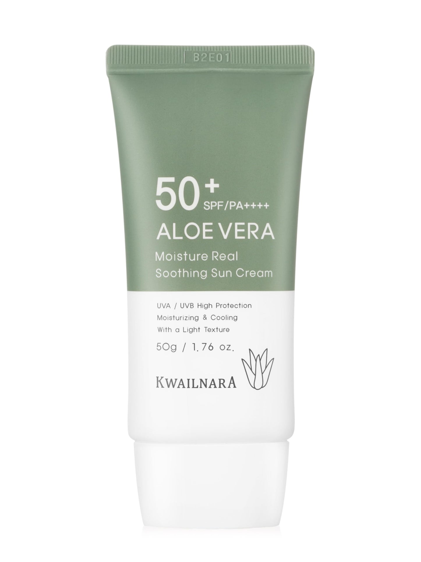 WELCOS KWAILNARA Aloe Vera Moisture Real Soothing Sun Cream | Hydrating | Non Nano and No Greasy | Korean Skin Care for Ultimate Sun Protection & Hydration | 50g / 1.76oz