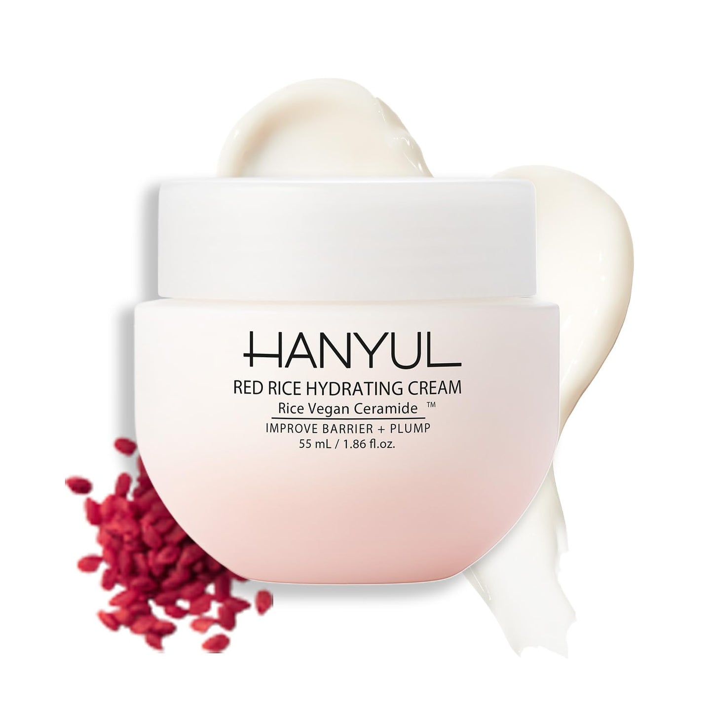 Hanyul Red Rice Hydrating Cream with Fermented Rice Extract, Collagen | Korean Vegan Ceramide Moisturizer for Deep Hydration, Radiant Skin Glow, Firming & Barrier Support, 1.86 fl. oz.