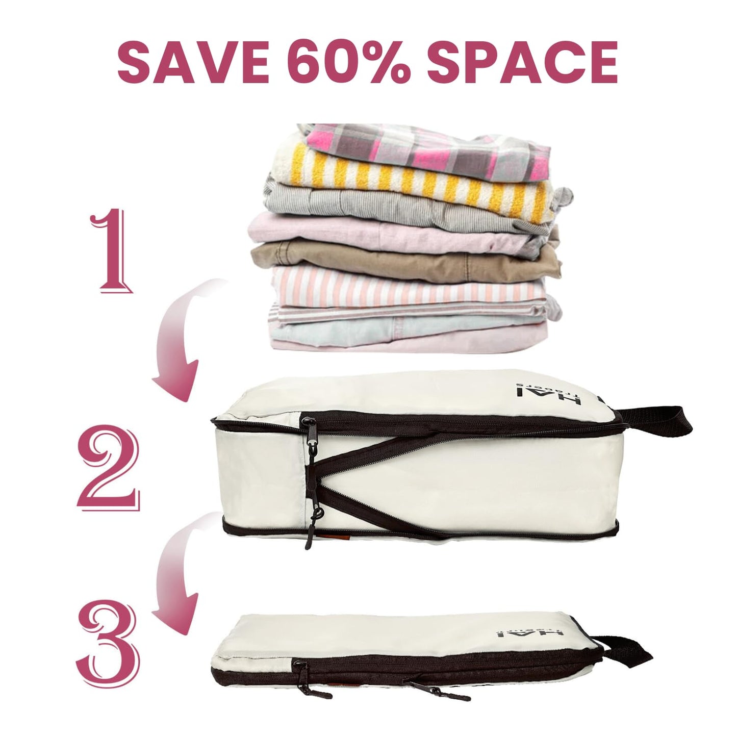 HAI TRADERS Compression Packing Cubes for Travel – 3 Pack Luggage Organizer Bags for Suitcases, Carry-On & Backpacks – Lightweight, Space Saver Clothes Storage Cubes