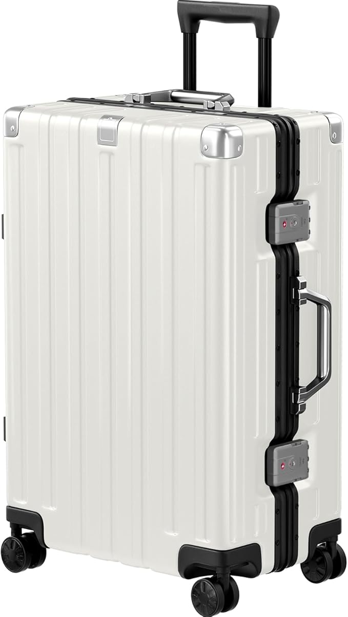Krute Luggage 24 Inch Aluminum Frame Zipperless Suitcase with Spinner Wheels Checked Luggage PC+ABS Lightweight Hardshell