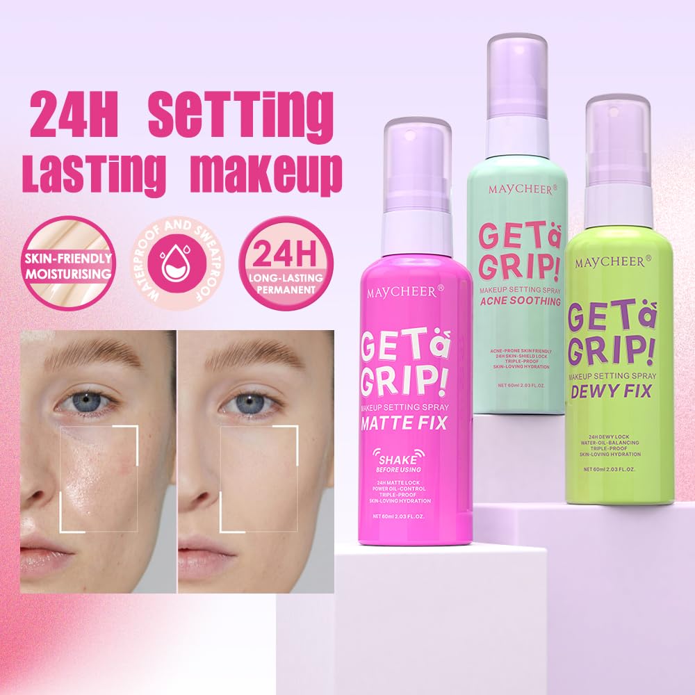 LAMUSELAND Makeup Setting Spray, Oil Control Long Lasting Hydrating Matte Waterproof Travel Size Setting Spray for Face (3, M)