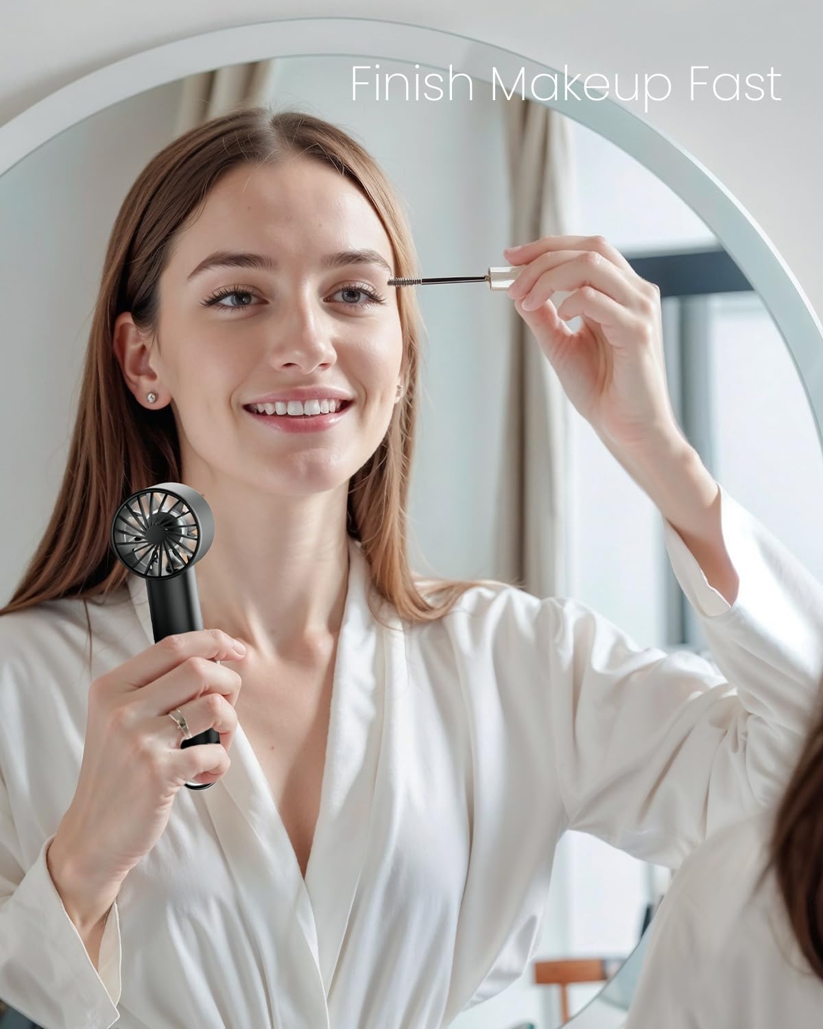 Gaiatop Portable Mini Fan, 3 Speed Handheld Fans with Power Display Flashlight, USB Rechargeable Battery, Lightweight Personal Cooling for Women Men Indoor Outdoor Travel Black