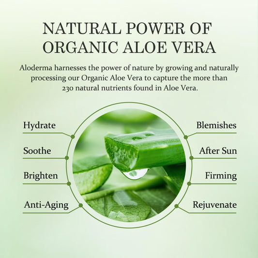 Aloderma 99% Organic Aloe Vera Gel for Face Made within 12 Hours of Harvest - Natural Hydrating Pure Aloe Vera for Soothing Skincare - Moisturizing Aloe Gel for Skin, Face, & Sensitive Skin, 4.02 oz