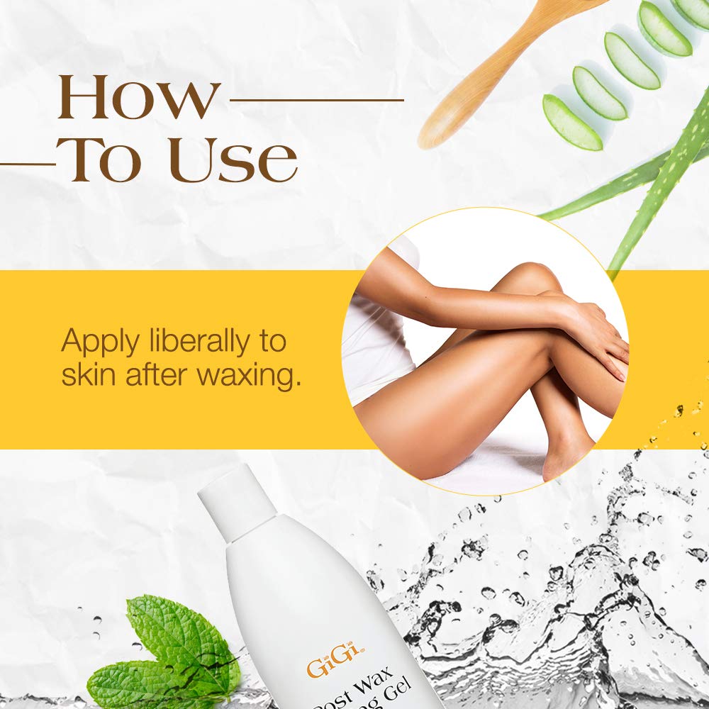 GiGi Post Waxing Cooling Gel - Soothing After Wax Treatment, Skin Freshener & Moisturizer for Smooth Skin, 16 fl. oz.