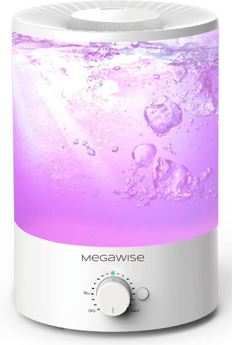 MEGAWISE 3.5L Cool Mist Humidifier with Top Refill, Large Capacity of 3.5L, Easy Safe and Convenient for Home + 7 Night light Colors