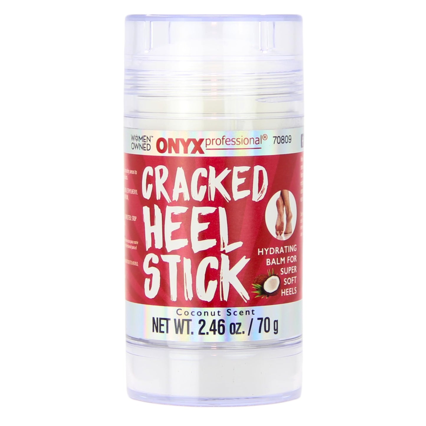 Onyx Professional Cracked Heel Repair Balm Stick for Dry Cracked Feet Treatment, Coconut Scent, 1 pack - Moisturizing Foot Balm, Rolls On, No Mess Like Foot Cream or Foot Lotion, Heel Treatment