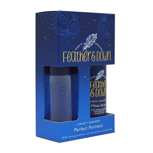Feather & Down Sweet Dream Perfect Partners Gift Set: 50ml Pillow Spray & 10ml Roll-On, With Calming Lavender & Chamomile Essential Oils, Vegan & Cruelty Free