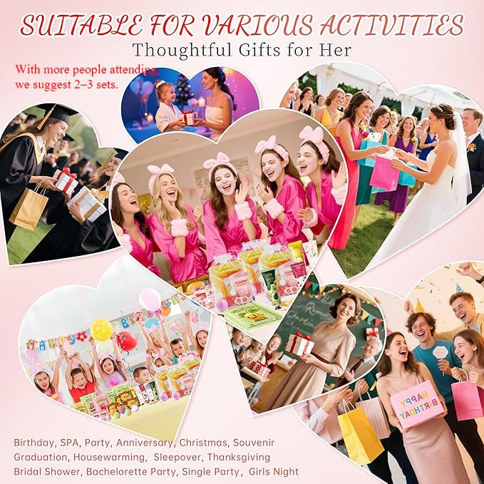 35 Pcs Spa Party Supplies for 5 – Spa Gifts for Women, Girls & Kids | Spa Set with Eye & Face Masks, Lip Balm, Hand Cream, Bath Bombs, Towels & Gift Bags | Spa Kit for Birthdays, Sleepovers, Spa Days