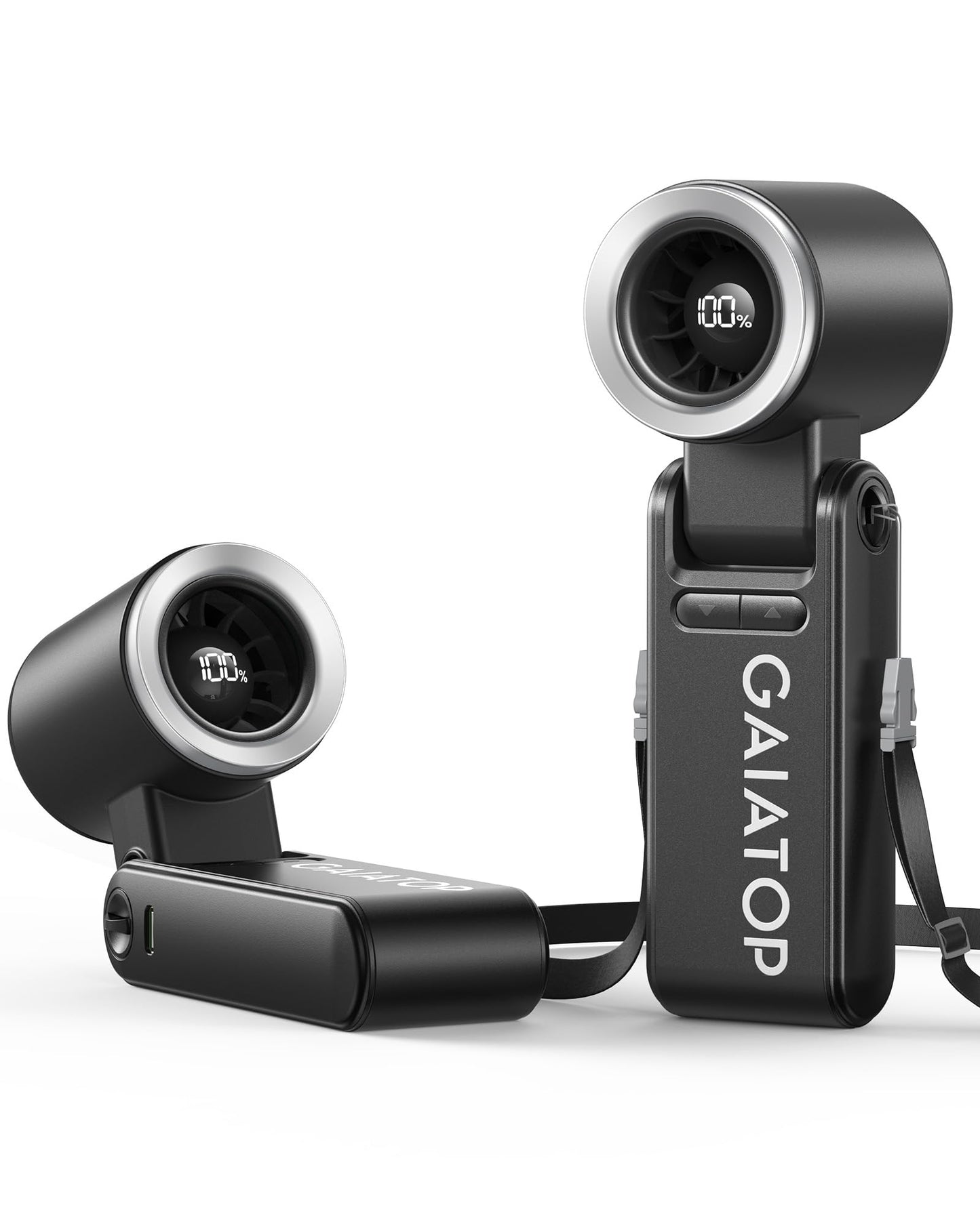 Gaiatop Portable Handheld Mini Fan, 21 Working Hours 6 Speeds, Rechargeable Battery Operated, 180° Foldable with LED Display, Small Desk Personal Fan for Women Gifts Travel, Working- Black