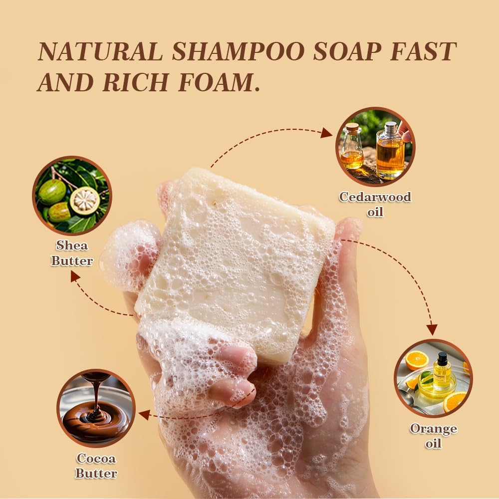 SKIRIFINE Shampoo Bar for Men - Experience a Distinctive Elegant Aroma, Quick Lather & Easy Rinse, Cedar Citrus Scent Natural Men Shampoo Soap Bar, ldeal for Travel - 3.2oz