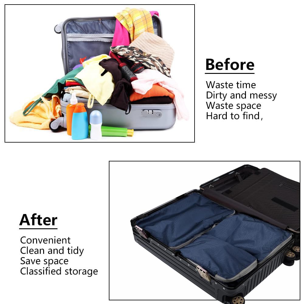 3 Set Compression Packing Cubes with Handle Travel Essential for Suitcases Nylon Portable Storage Bag Luggage Organizer Bags Waterproof for Clothes Storage