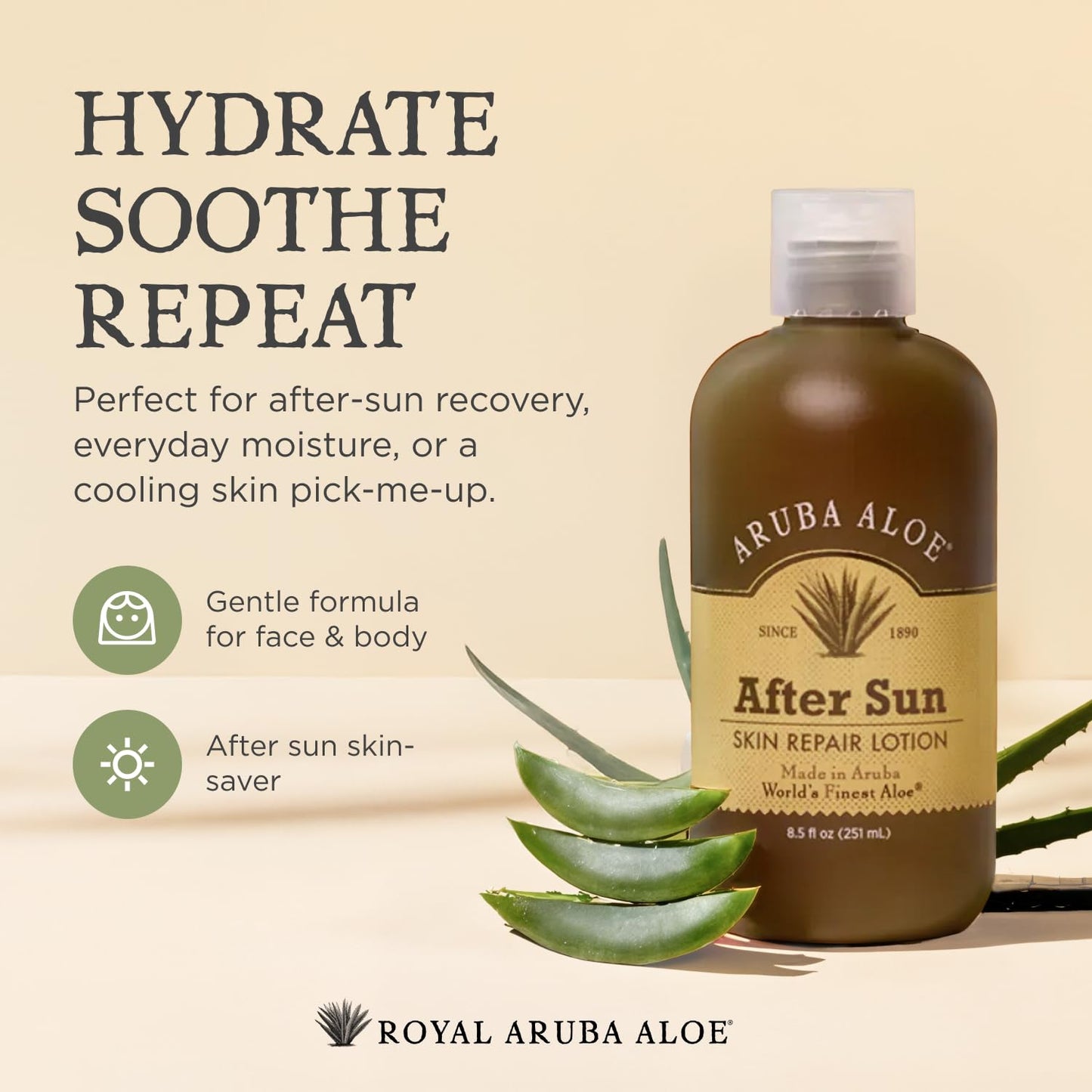 Aruba Aloe After-Sun Skin Repair Lotion - Hydrating and Soothing - Enriched with Aloe Vera - 2 oz Tube