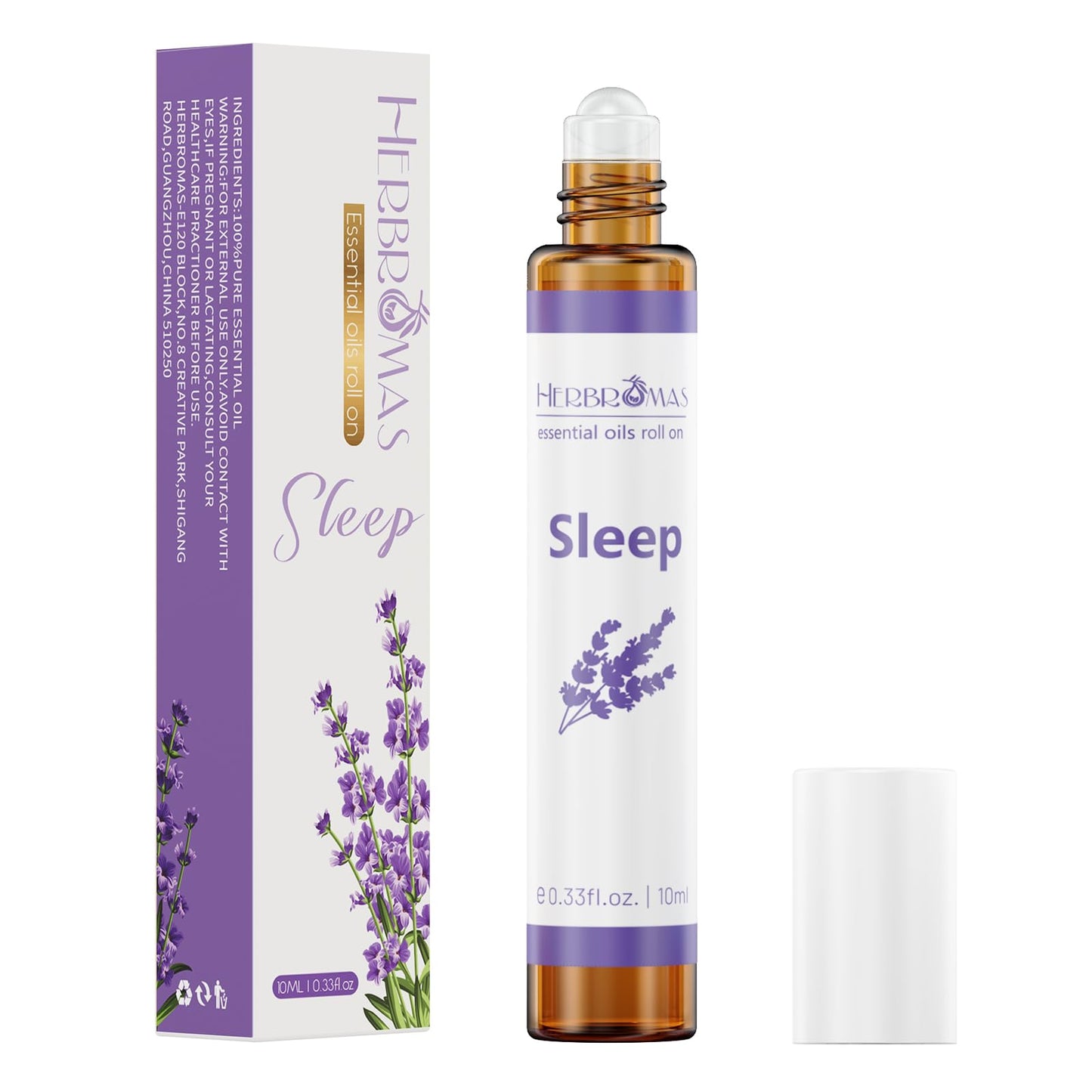 HERBROMAS Aromatherapy Essential Oil Roll On Blend Relaxation Gift for Women, Natural and Pure Essentail Oils with Travel Size Roller Ball Bottle (Sleep, 1)