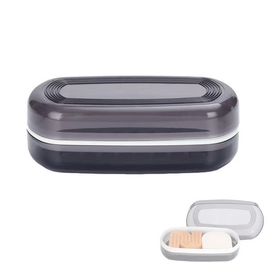 Travel Case for Kitsch Shampoo bar, Shampoo Bar Holder, Travel Soap Container, Large Soap Box, Soap Dish with Draining Layer, Case for Bathroom (Black, 1 Pack)