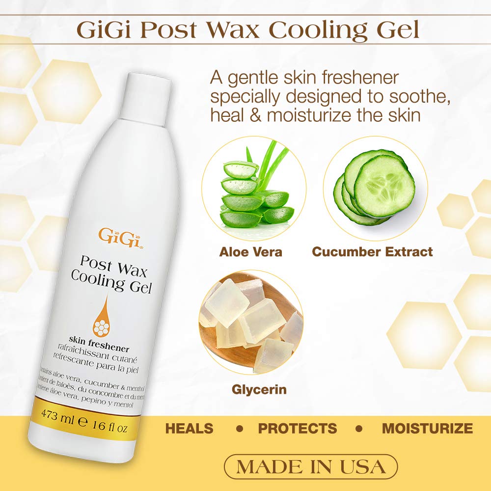 GiGi Post Waxing Cooling Gel - Soothing After Wax Treatment, Skin Freshener & Moisturizer for Smooth Skin, 16 fl. oz.