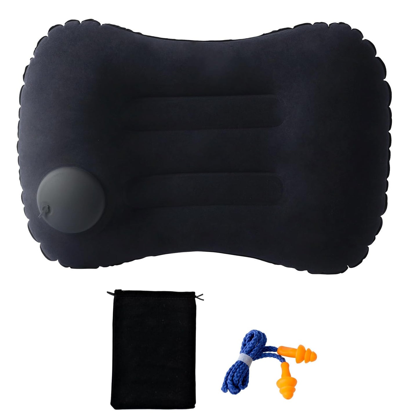 CHIVOLONA Outdoor Inflatable Travel Pillow,Ultra Light and Small in Size,Perfectly Fits The Neck or Waist,Suitable for Camping and Hiking,Comes with Storage Bag and Earplugs,Dark Blue