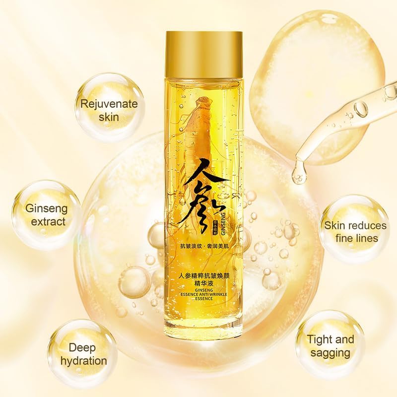 2bottle Ginseng Extract Liquid,Ginseng Serum Water Ginseng Gold Peptide Anti Wrinkle Serum Ginseng Oil Skin Tightening Products Facial Products Hydrating Essence Anti Wrinkle Tightening Serum