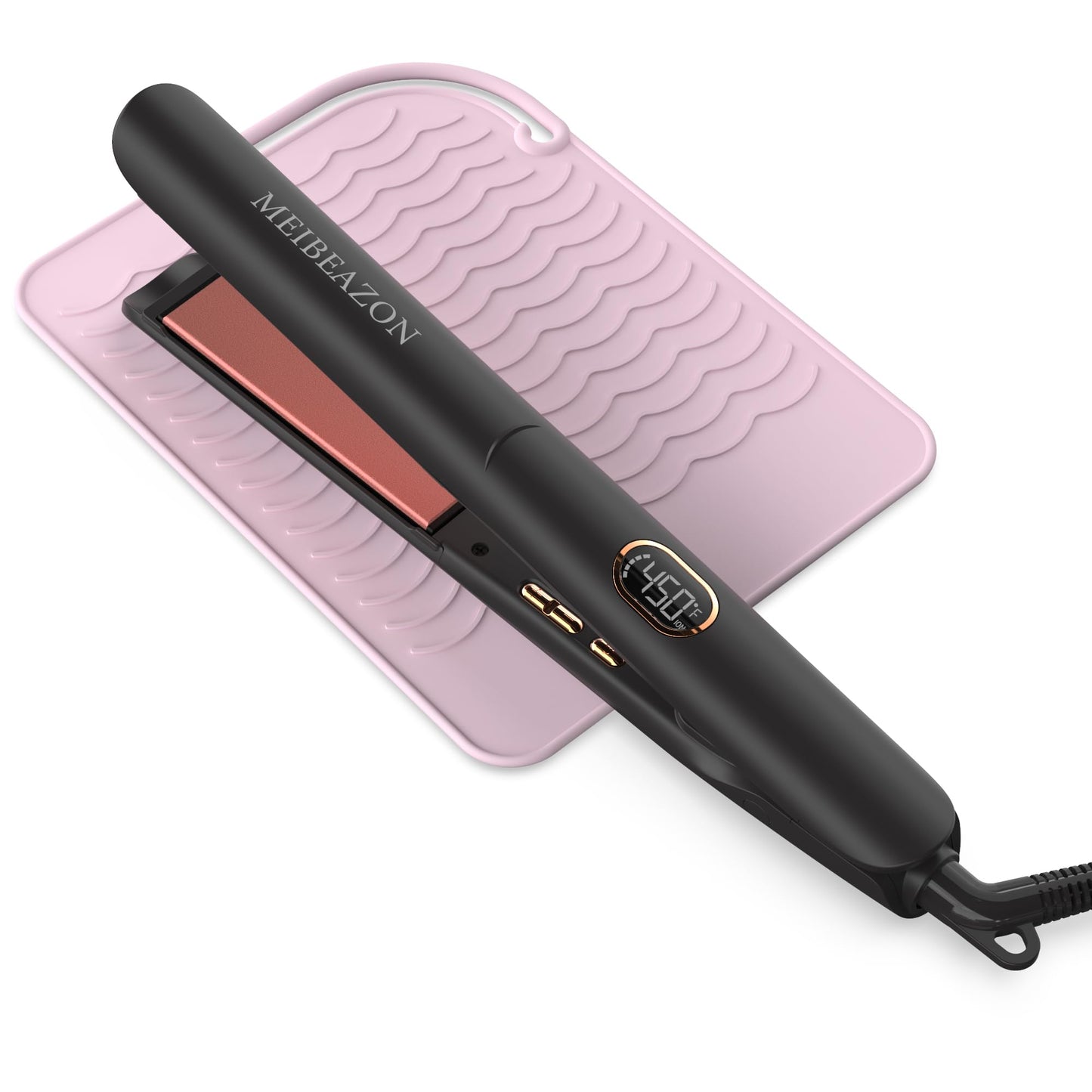 Flat Iron Hair Straightener and Curler 2 in 1, Professional 3D Floating Ceramic Plates with Travel Dual Voltage, Negative Ion, LED Display & Auto Shut-Off for Smooth, Shiny, Frizz-Free Hair