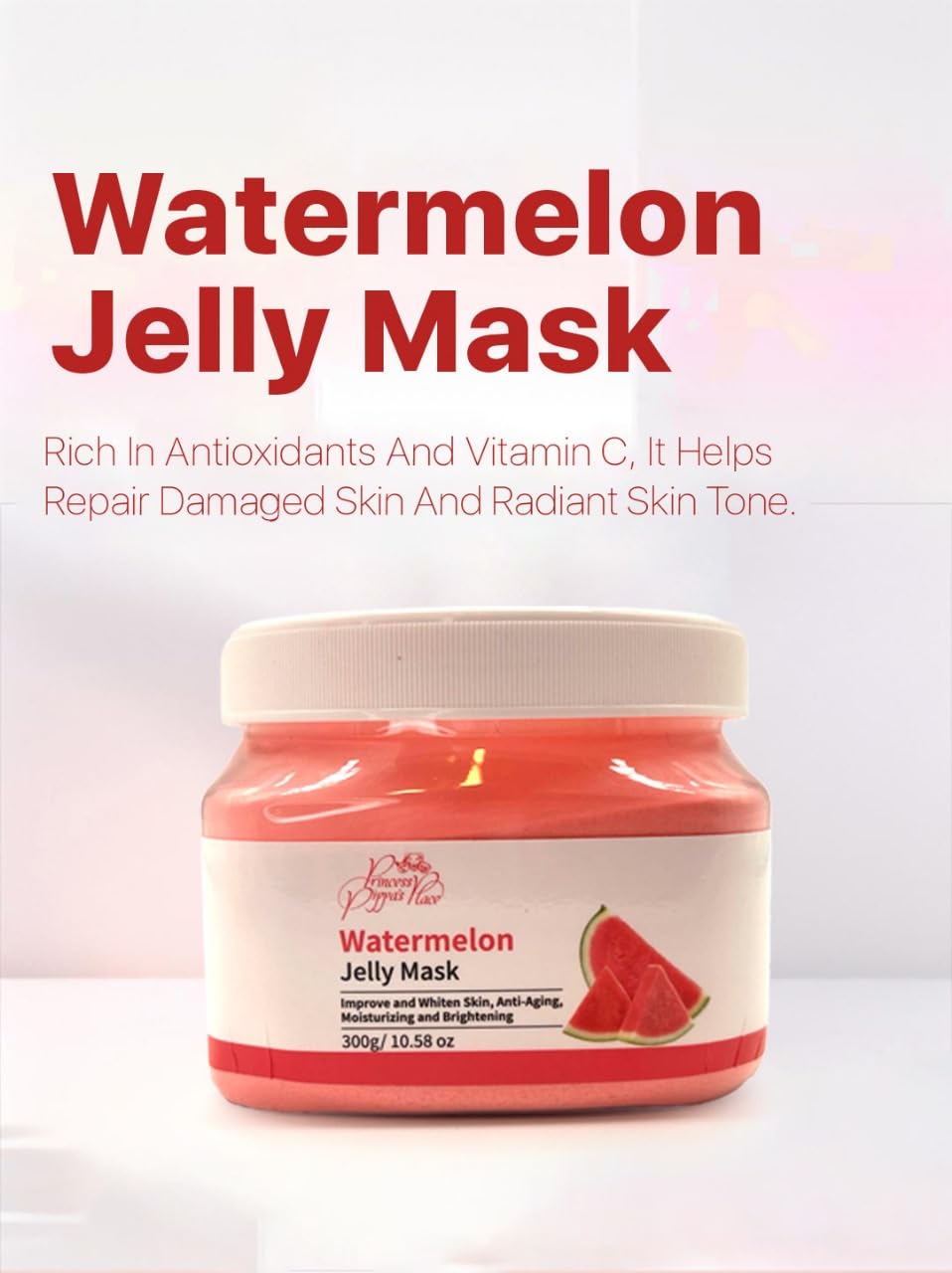 Generic Princess Pippa's Place Watermelon Jelly Mask Powder - Jelly Face Mask Peel Off- Hydrating, Moisturizing, Anti-Aging Jelly Mask for Face Glowing and Radiant Skin- 300G/10.58 Oz, Red