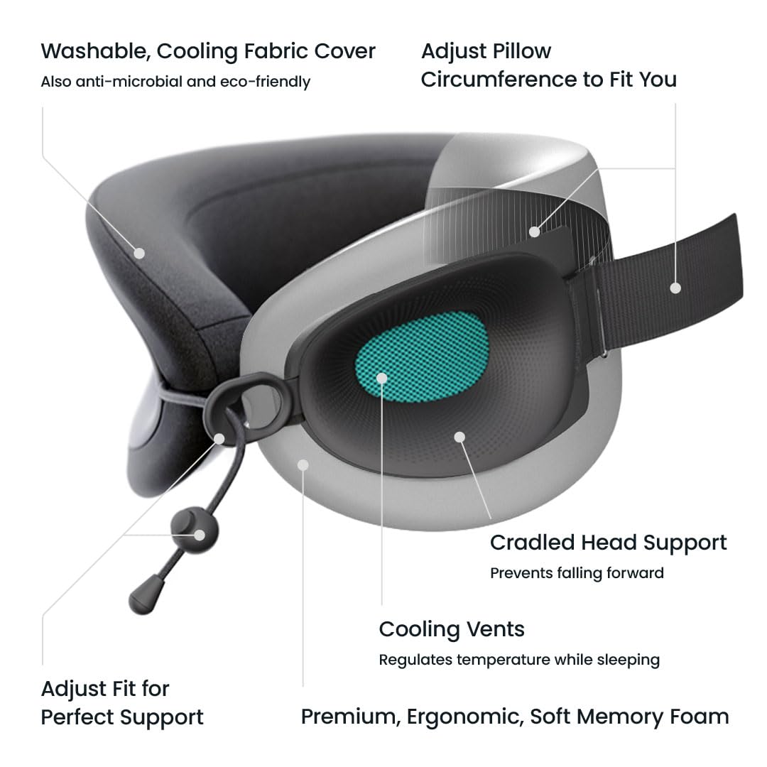 Cabeau Travel Essential Neck Pillow - Fits Most Neck Sizes (11-21 inches) - Evolution X Three Ways to Adjust for Ultimate Comfort on Long Flights (Turquoise)