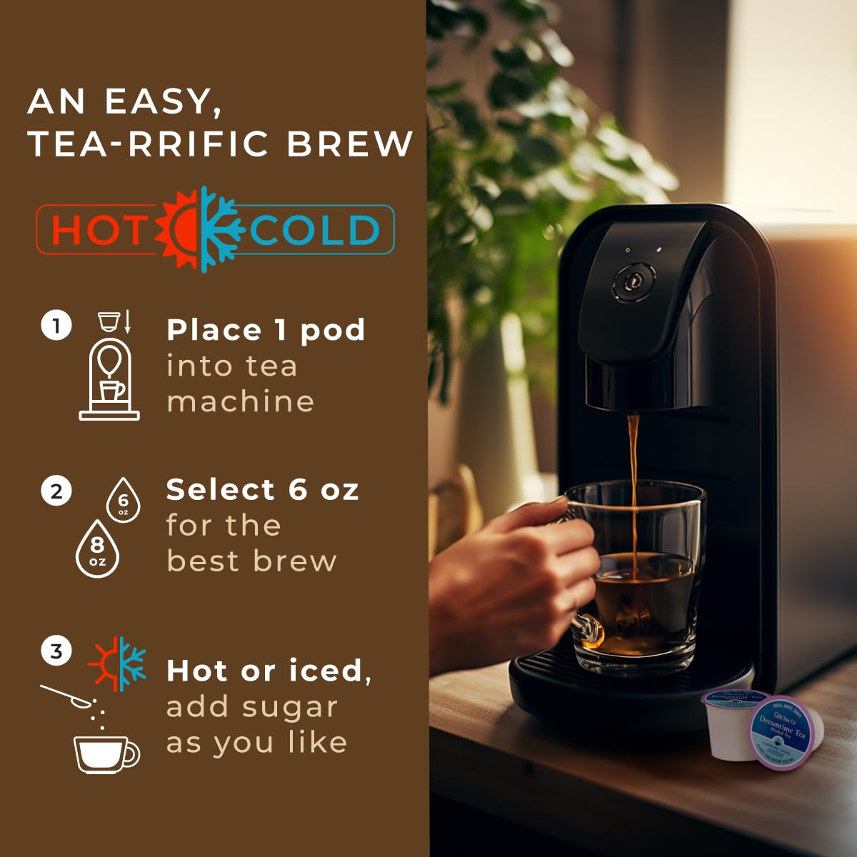 Gya Tea Co Dreamtime Herbal Tea Pod (16 ct) - Decaf Soothing Tea Blend of Chamomile & Lavender for Good Night's Rest of Calming & Relaxing