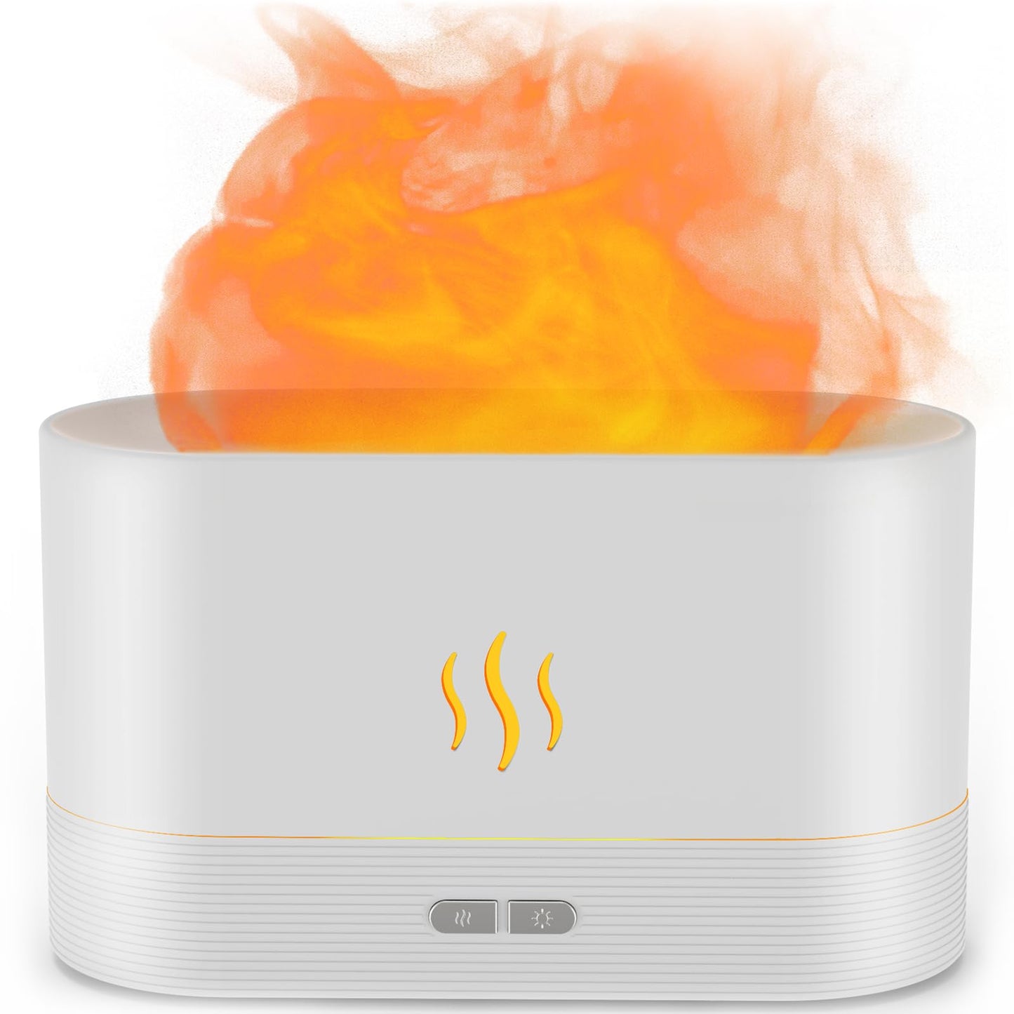 PIZAY Essential Oil Diffuser, Flame Air Humidifier with Fire Led Light - 2 Rightness, 180mL Capacity (8 Hours), Auto-Off Protection Air Diffuser for Home Bedroom Office Gifts(White)
