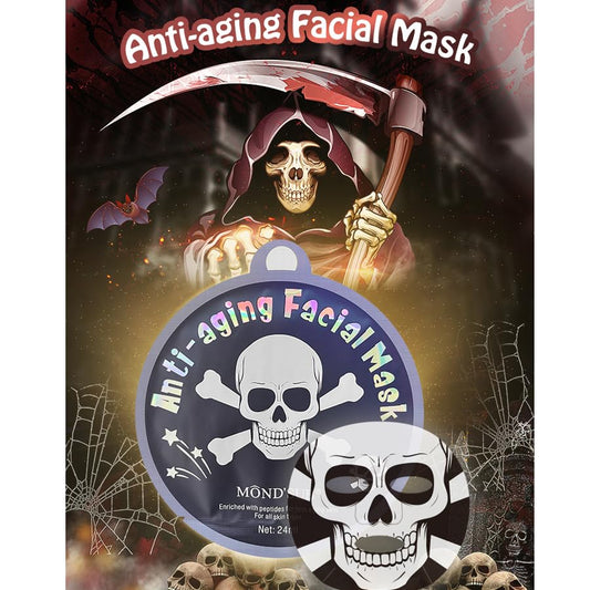 Skull face mask,Hydrating and Soothing Facial Mask,Enriched with Peptides,Firm aging skin 8 packs-Spa Beauty Masks