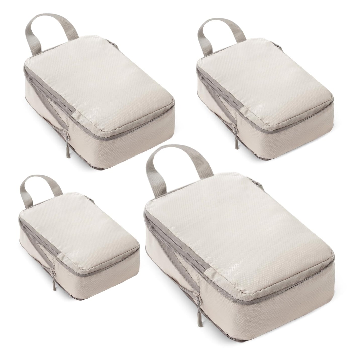 Compression Packing Cubes for Travel, 4 Set Suitcase Organizer Bags for Luggage, Lightweight Luggage Organizer Bags, Travel Cubes for Carry on, Off-White