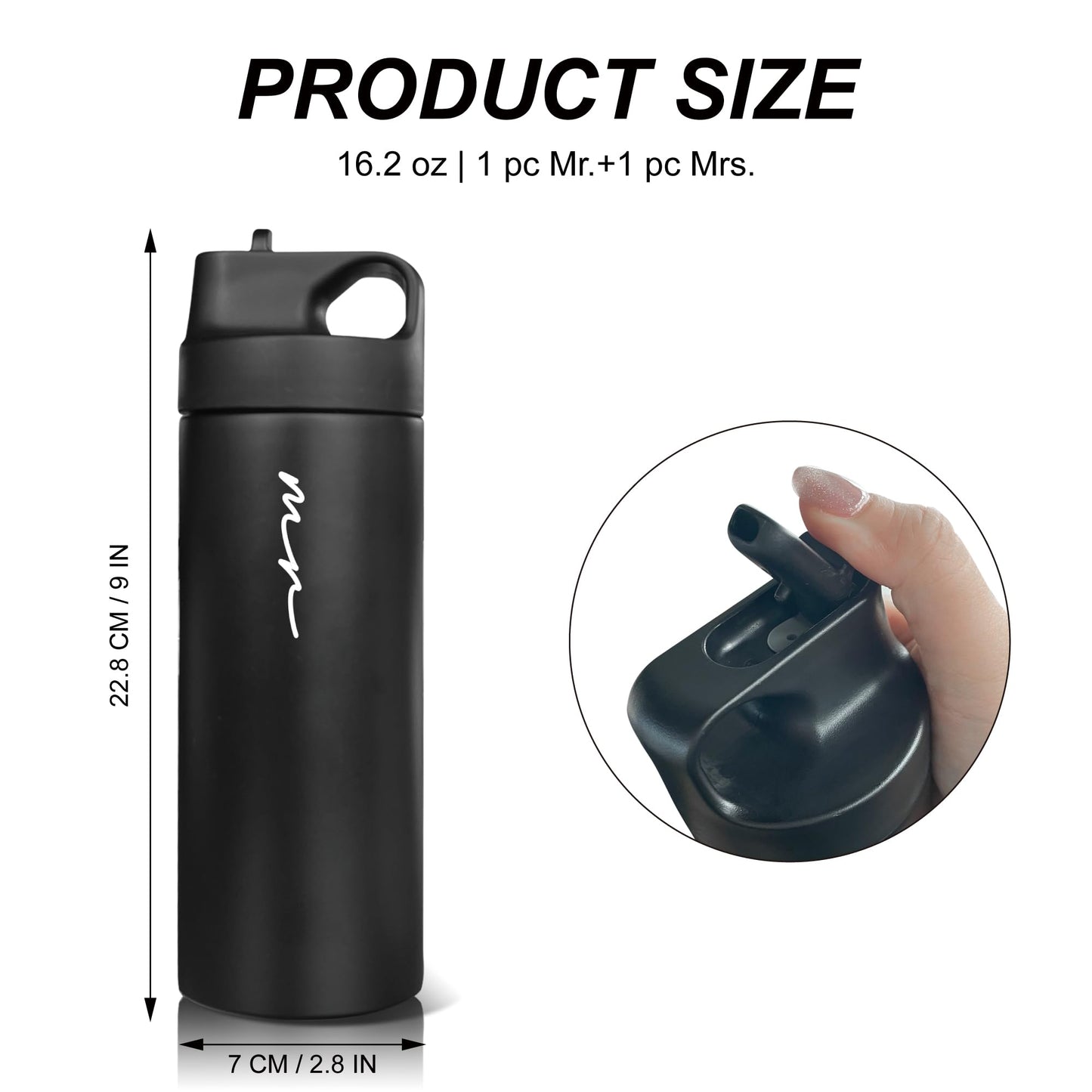 Mr&MrsGifts Couples Gifts Travel Tumblers Set of 2 Mr and Mrs Honeymoon Travel Mugs 16oz Double-Walled Insulated Cups for Wedding Bridal Shower Gifts(XZ-MM)