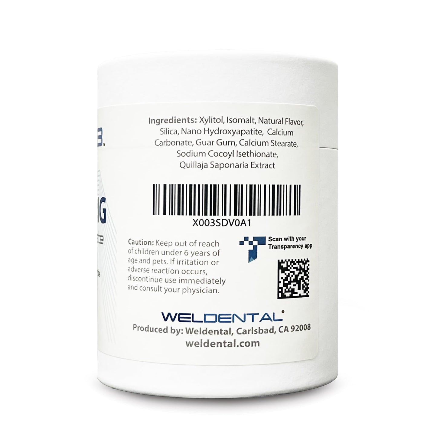 Weldental Chewtab Advanced Whitening Toothpaste Tablets with Nano-Hydroxyapatite 180 Count Refill (Peppermint)