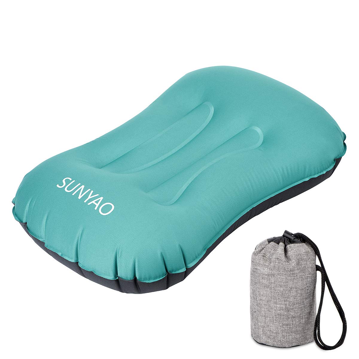 SUNYAO Ultralight Inflatable Camping Pillows - Compressible, Compact, Inflatable, Comfortable, Ergonomic Pillow for Neck & Lumbar Support While Camping, Backpacking,Hiking