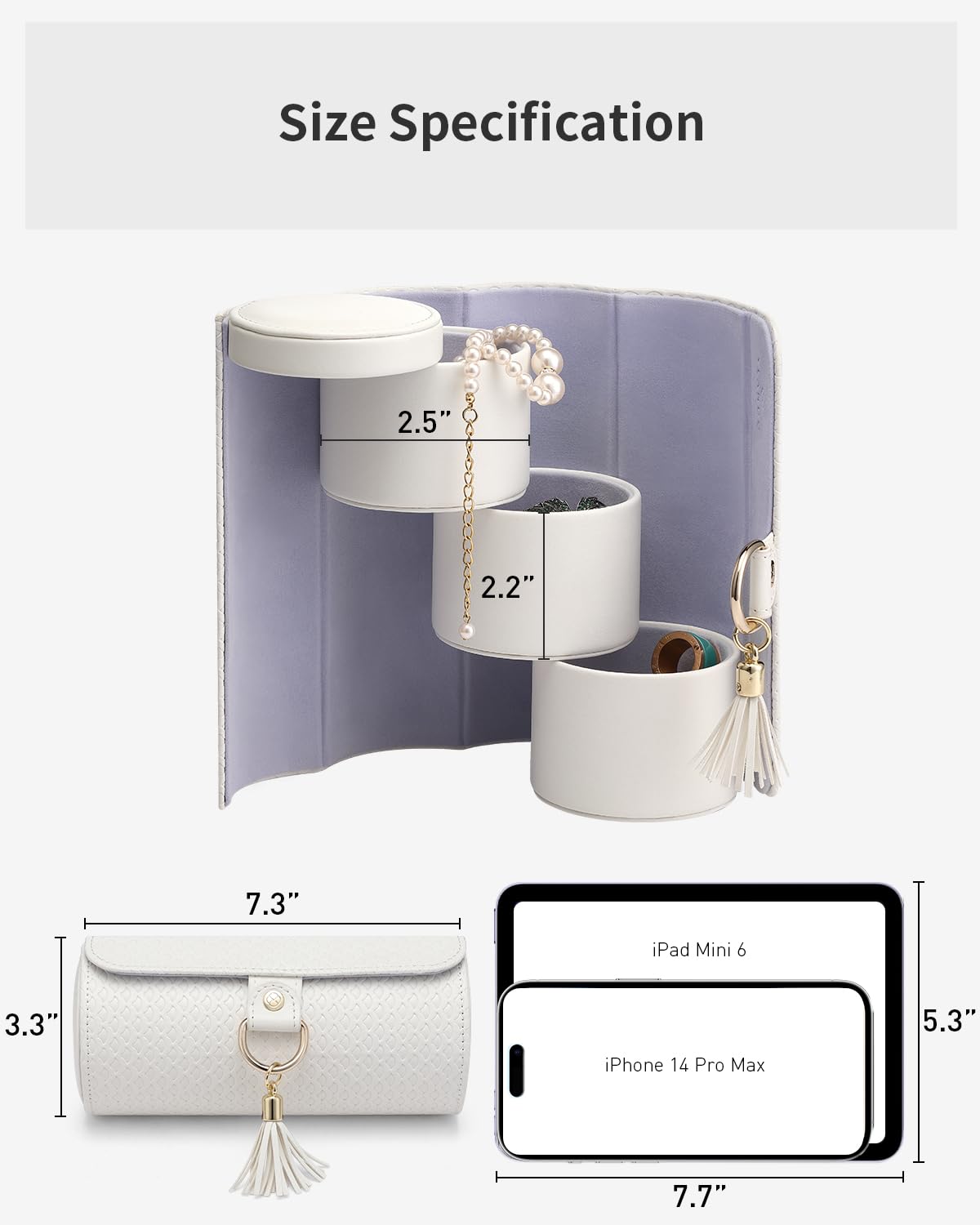 Vlando Wedding Gifts for Women, Travle Jewelry Organizer, Bridal Shower Gifts, Bridesmaid Gifts for Bride, Bridesmaid Proposal, Wedding Gifts, Travel Jewelry Case - White