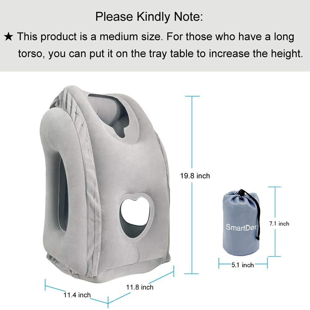 SmartDer Inflatable Travel Pillow, Airplane Pillow with Patented Valve Design, Travel Accessories with Neck and Head Support, Travel Pillows for Long Haul Flights, Cars, Buses, Trains, Office Napping