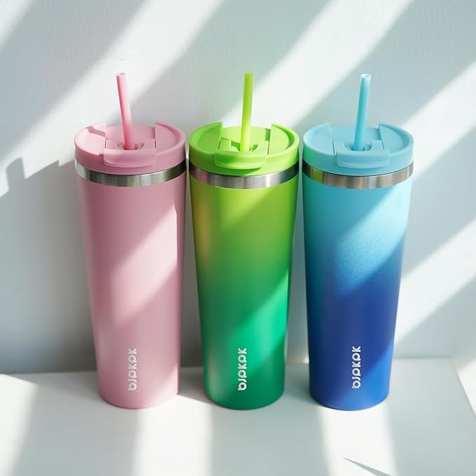 BJPKPK 26oz Tumbler With lid And Straw Stainless Steel Travel Coffee Mug Insulated Tumblers Cups,Light Pink