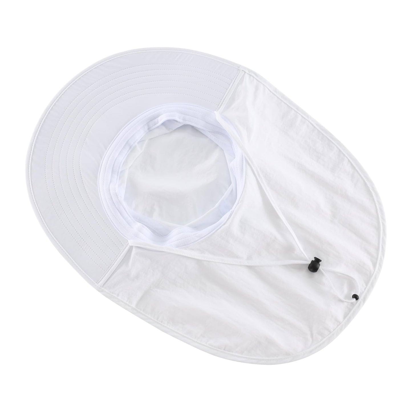 Home Prefer Outdoor UPF50+ Sun Hat Wide Brim Mesh Fishing Hat with Neck Flap (White)