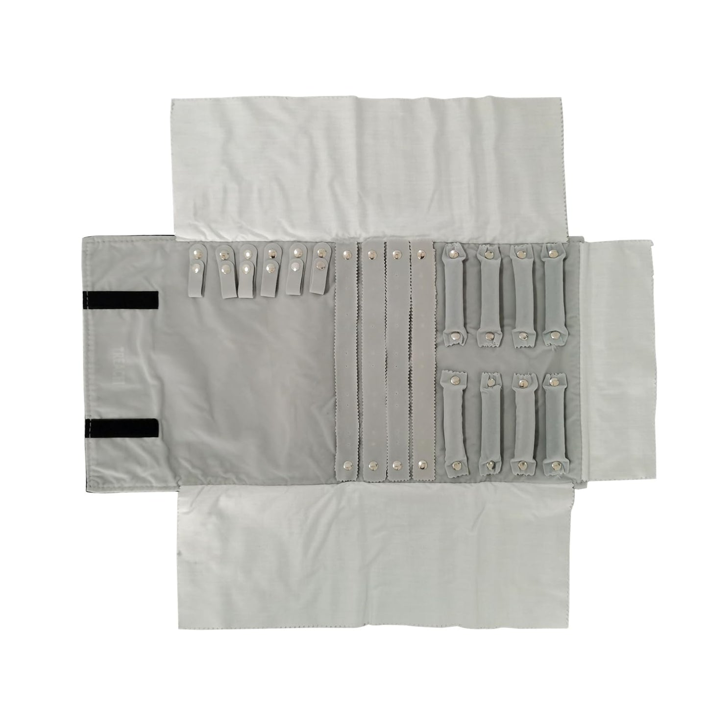 SCIKHEFT Travel Roll Bag Jewelry Display Storage Organizer Multi-function Velvet Pouch (Black and grey)