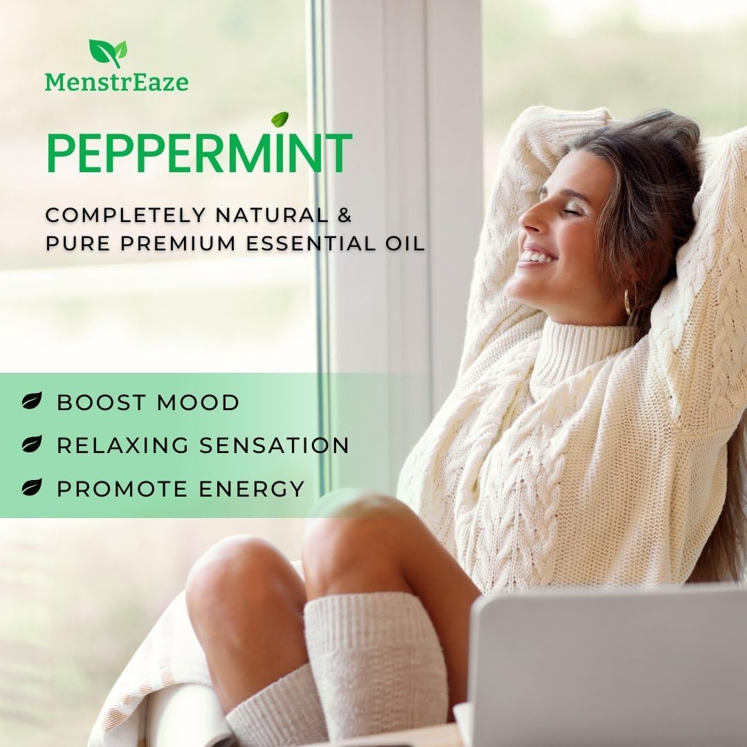 Peppermint Essential Oil Roll On, Migraine & Headache Support, High Potency, Mentha Piperita, 100% Pure Natural, Refreshing and Calming, Nausea Support, 10ml