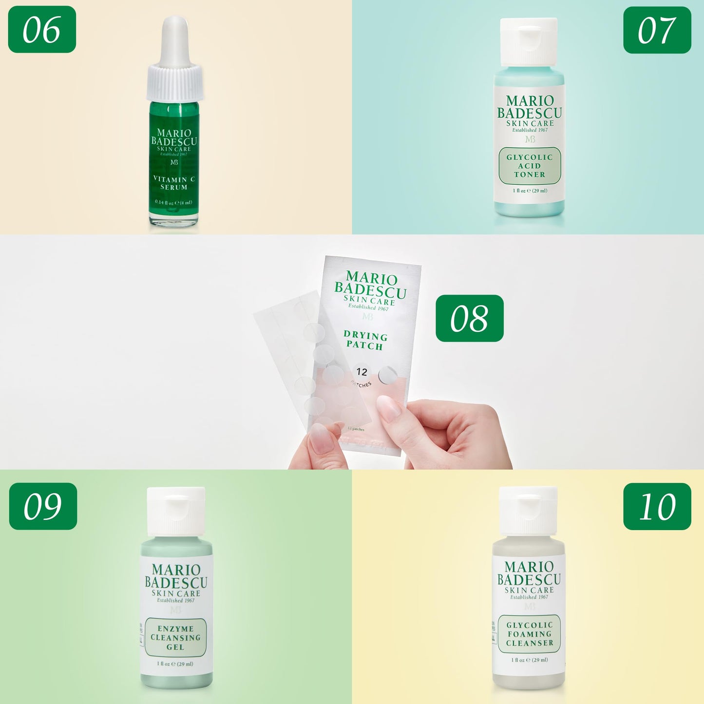 A Little Bit of Mario 10-Piece Skincare Kit – Vitamin C Serum, Glycolic Acid Toner, Hyaluronic Dew Cream, Collagen Mask, HOCI Spray & Cleanser – Brightening, Anti-Aging & Hydration – Travel & Gift Set