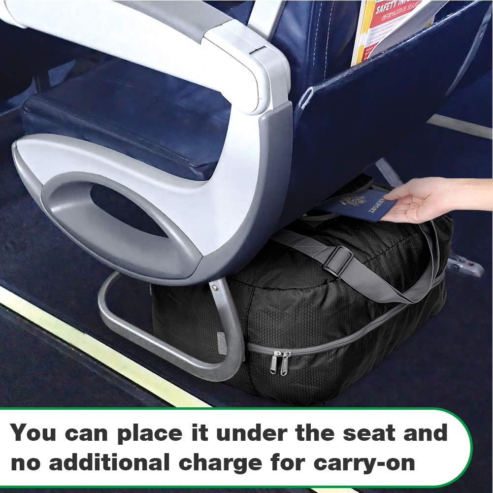 WANDF For Spirit Airlines Personal Item Bag 18x14x8 Foldable Travel Duffel Carry on Weekender Overnight for Women Men