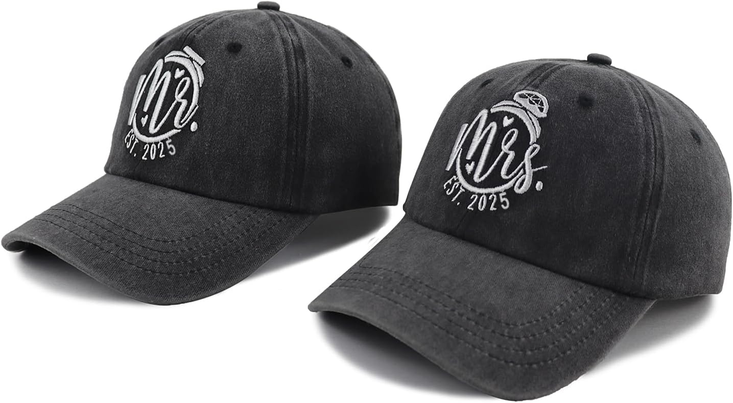 2025 Wedding Gifts for Bride Groom, Couples Her Wifey Mr Mrs Engagement, Honeymoon Outfits Essentials Baseball Cap for Bridal Gift Black